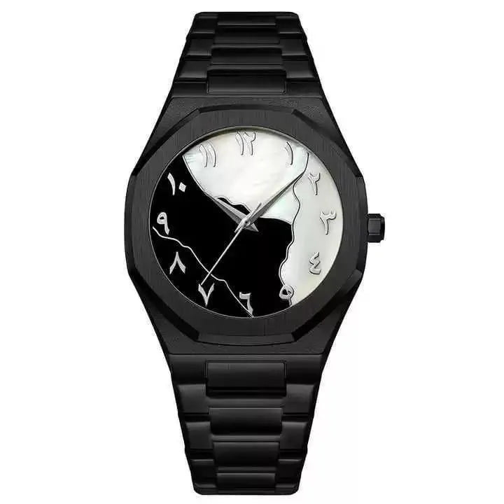 Men's Marble Dial Black Arabic Aura Watch