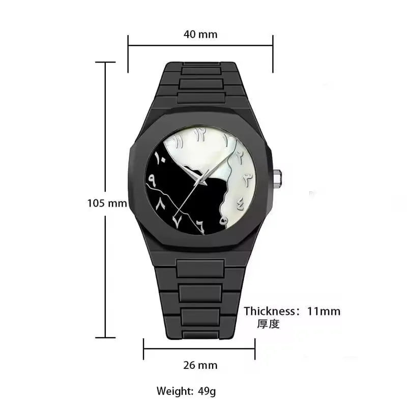 Men's Marble Dial Black Arabic Aura Watch
