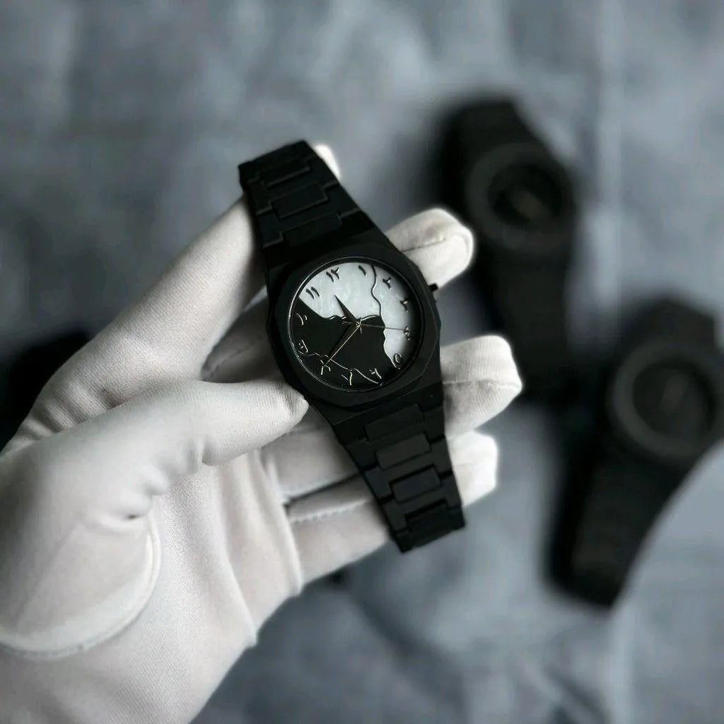 Men's Marble Dial Black Aura Watch